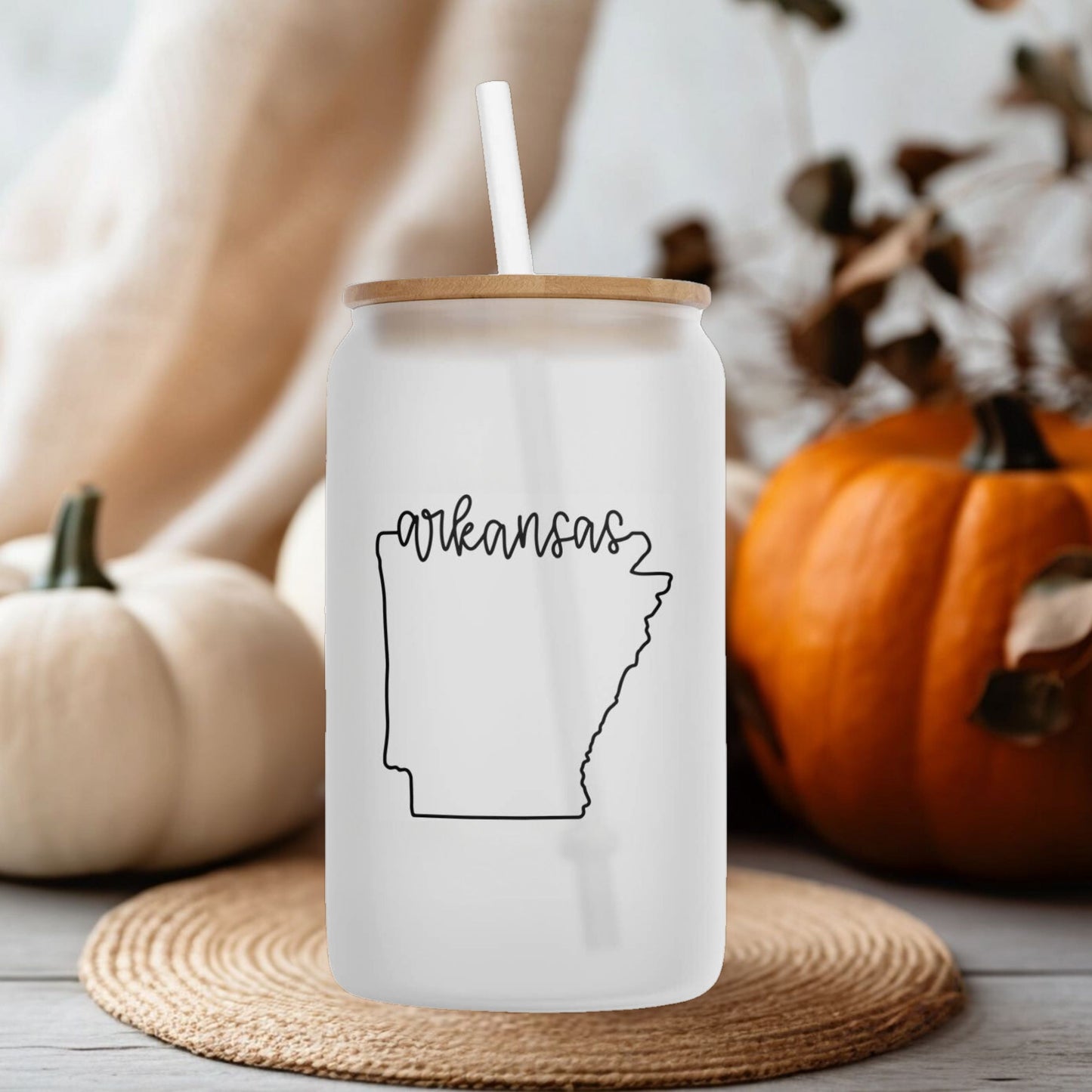 Arkansas Frosted Sipper Glass - 16oz