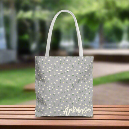 Daisy Canvas Tote Bag - Light Grey