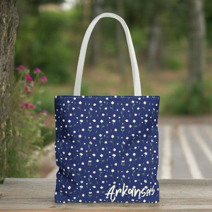 Daisy Canvas Tote Bag - Deep Navy