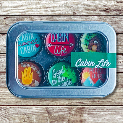 Cabin Life Bottlecap Magnets