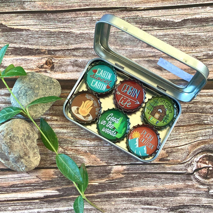 Cabin Life Bottlecap Magnets